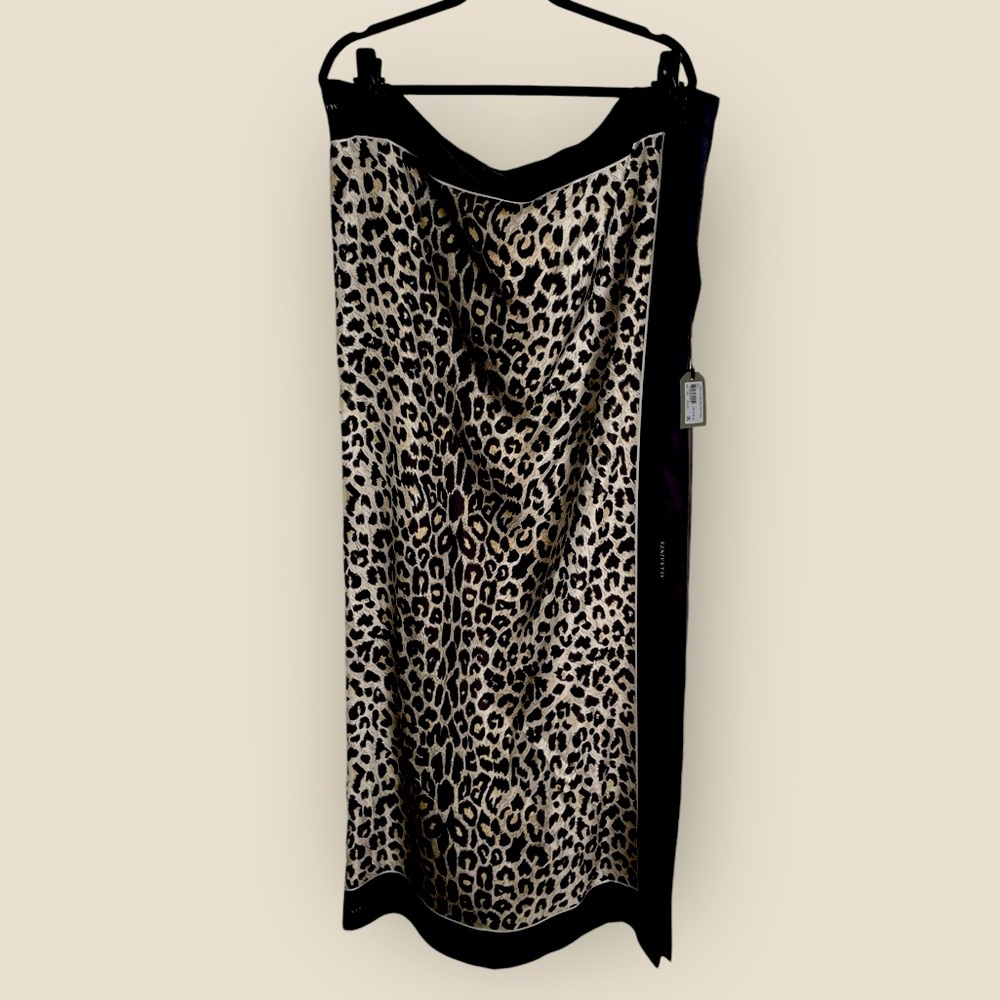 HUGE AllSaints leopard animal print BROWN silk scarf wrap shawl NWT $150 - Picture 2 of 7